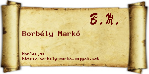 Borbély Markó névjegykártya